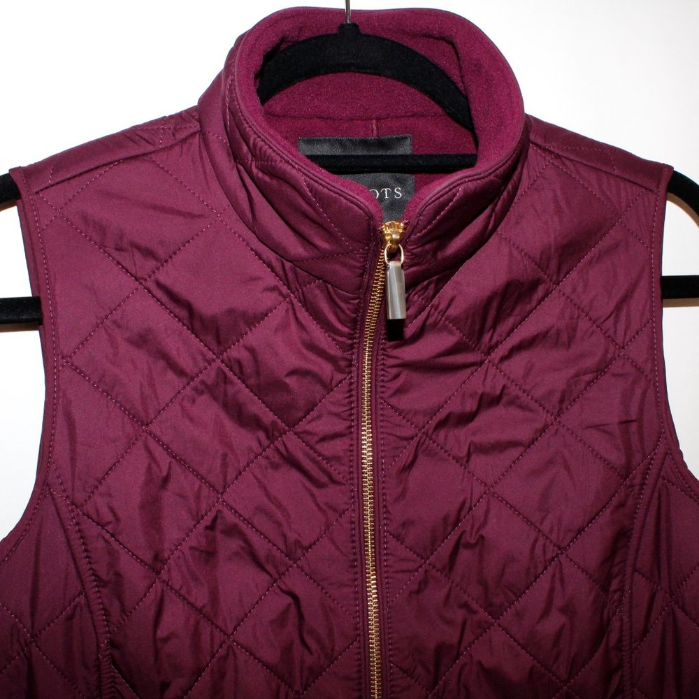 Talbots Maroon Quilted Fleece-Lined Vest - Picture 4 of 16
